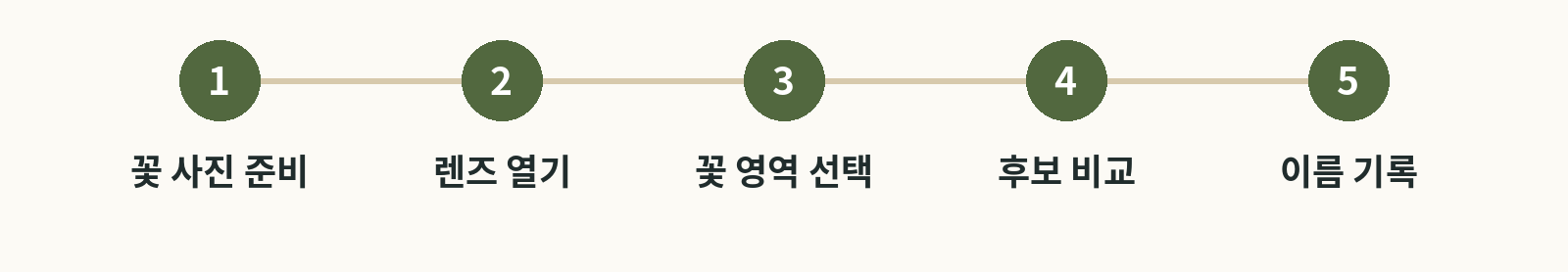 산책길 꽃 이름 5단계 설명용 순서도